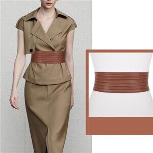 Wide Elastic Corset Belt | 4” Braided or 3” PU Leather Cinch